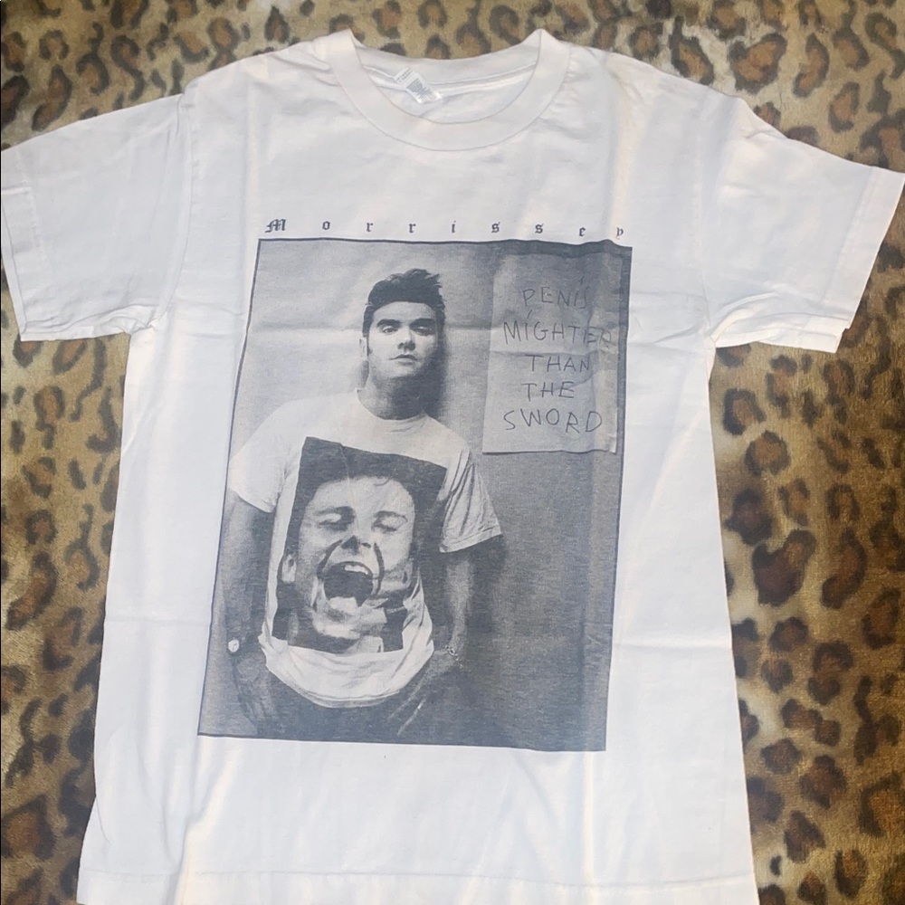 White Graphic T Shirt Featuring Morrssey